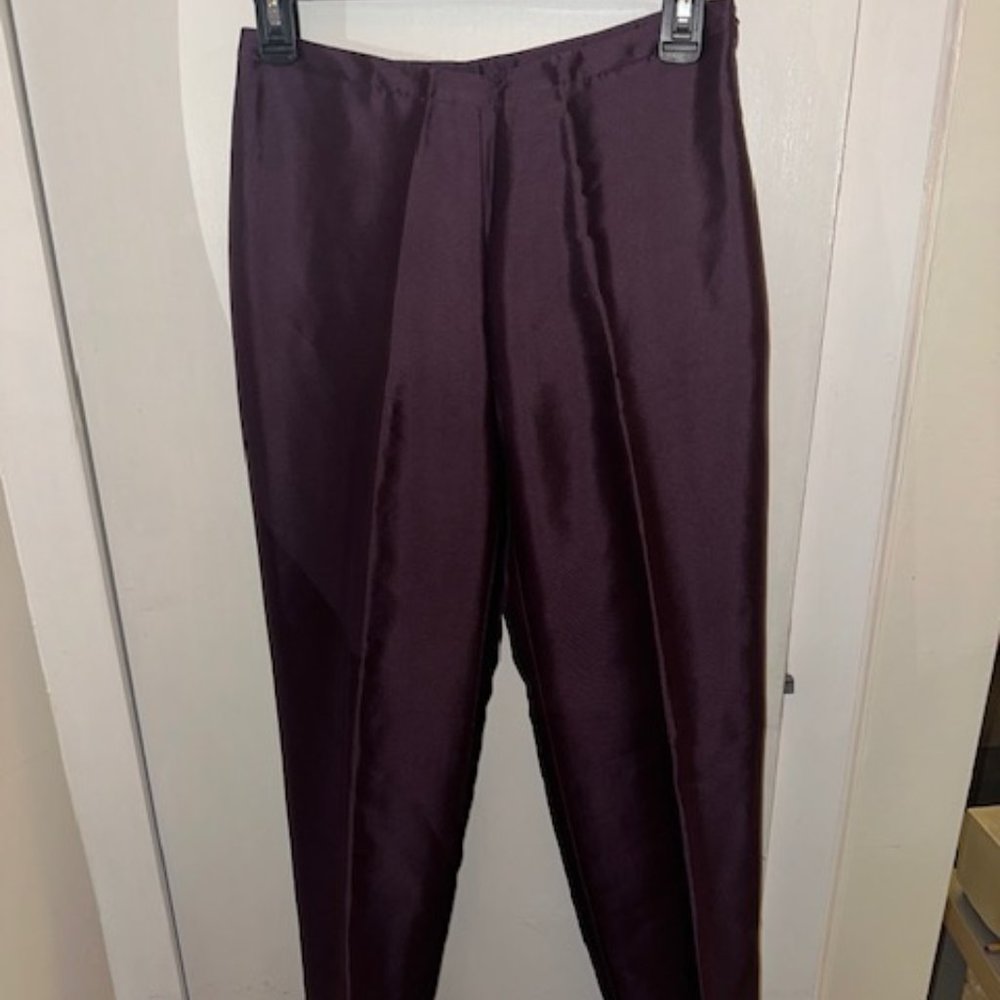 Ann Taylor, Size 2, Silk high waisted pants, dark plum/champagne colored